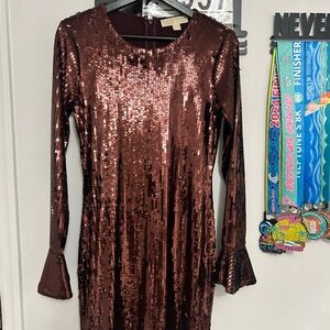 Sequin Long Sleeve Dress - Michael Kors